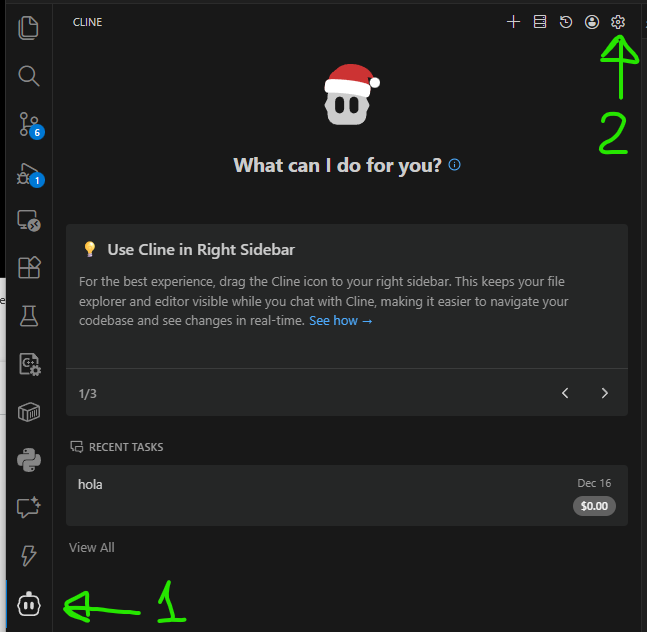 Icono de configuración de cline